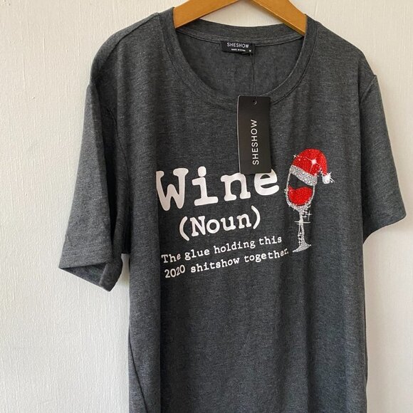 Sheshow T-shirt Womens Medium Gray NWT Wine 2020 Kitschy Gift - Picture 2 of 6